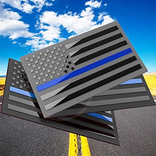 3 חבילות מדבקות סמל דגל אמריקאי מתכת, מדבקת קו כחול דק
