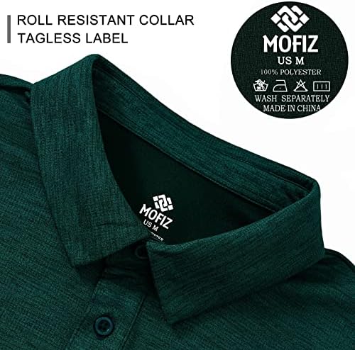 MOFIZ's UPF 50+ שרוול קצר גולף פולו טיול חולצה מהירה של חולצת טריקו צווארון יבש