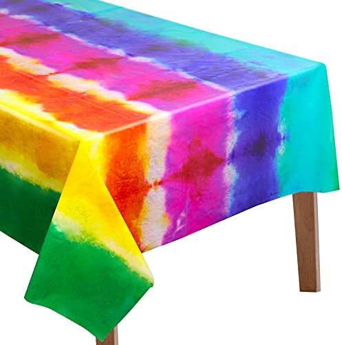 2 חתיכות עניבה לצבוע מפת שולחן פלסטיק עניבה לצבוע נושא שולחן כיסוי קשת שולחן כיסוי מלבן צבעוני שולחן
