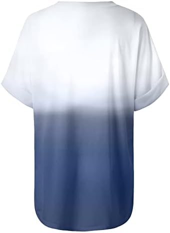 חולצות שרוול קצר של נשים צמרות קיץ שיפוע שרוול קצר V צוואר חולצות טי טי חולצה מודפסת בתוספת טוניקה בגודל