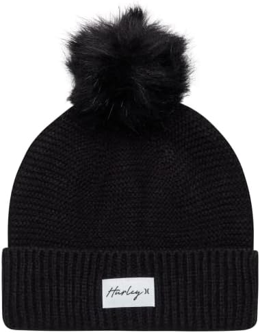 HURLEY HINTE WINTER HAT - CANDACE SNIT ROLL CAFF POM BEANIE