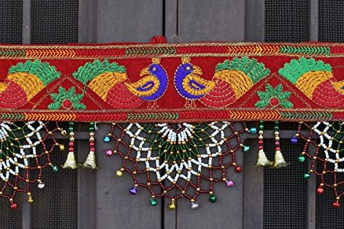 Craftvatika מסורתי Toran Bandarwal דלת תלויה דלת ראשית Shubh Labh קיר תלוי טורן מפואר, רב צבעוני