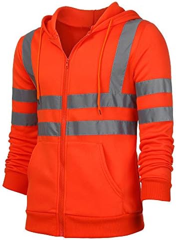 Wenkomg1 Unisex קפוצ'ון רפלקטיבי נראות גבוהה לבגדים לבטיחות מעיל חיצוני עם ז'קט ברדס קל משקל