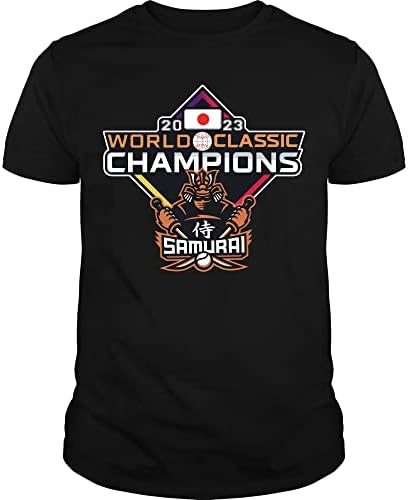 אלופת העולם בייסבול קלאסי 2023 קבוצת הבייסבול היפן הקלאסית העולמית קלאסית סמוראית אלופת חולצת טריקו