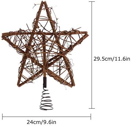 Nuobesty Rattan Tree Tree Topper Topper חג המולד Rattan Tree Topper, Star Star Treetop Hollow Out Star