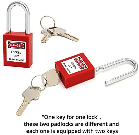 Qwork Add Lockout Tagout Bailchock, 2 מנעולים עם 4 מפתחות