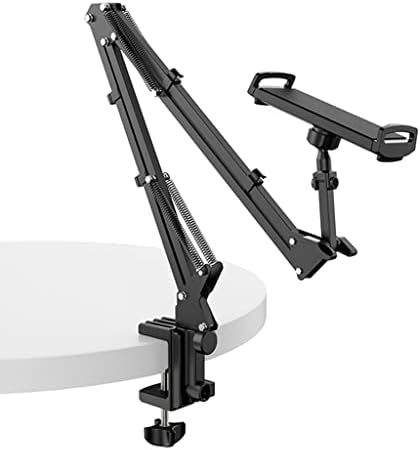 SAWQF שולחן עבודה מתכת עמדת זרוע ארוכה טבליות מעמד מיטת שולחן עבודה שולחן עבודה עצלן תומך תמיכה בסמארטפון