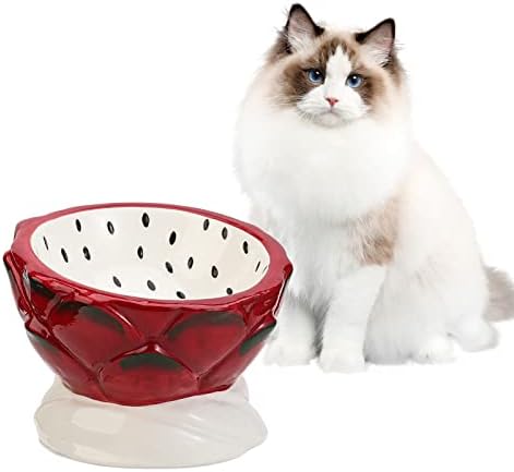 קערת אוכל חתול מוגבהת - צלחת חתול מוגבהת נגד הקאות - קערת חתול רחבה רדודה קערת חתול ידידותית - קערות