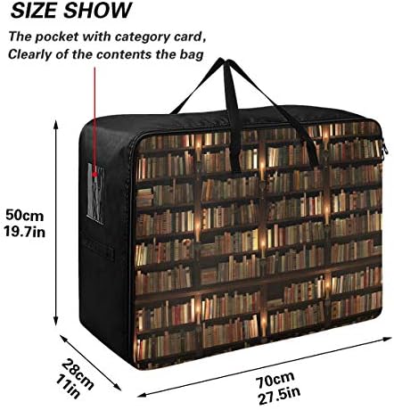 N/ A שקית אחסון קיבולת גדולה - שני מדף ספרים מסודר ספרייה מסתורית עם תאורת נרות שמיכת בגדי שמיכת מארגן