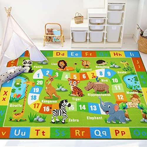 ילדים שטיח 6.6 'איקס 5' גדול לשחק שטיח איי-בי-סי אלפבית שטיח בעלי חיים מספרים חינוכיים למידה אזור שטיח