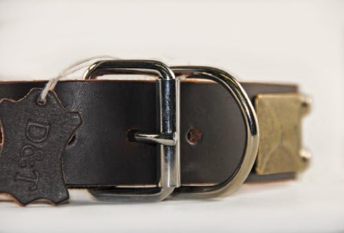 דין וטיילר צווארון הכלבים העתיק - חומרת ניקל - חום - גודל 40 x 1 1/2 רוחב. מתאים לגודל הצוואר 38 אינץ