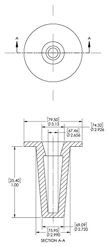 Caplugs Z2081AK1 מכסה ותקע מחודד מפלסטיק. T-208, PE-LD, CAP OD 2.656 מזהה תקע 2.99, אדום