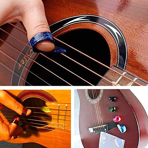 הונביי 8 יחידות צלולואיד גיטרה אגודל אצבע מרים שטוח אגודל מרים גיטרה אגודל בקופסא מתכת עבור סגנון אצבע