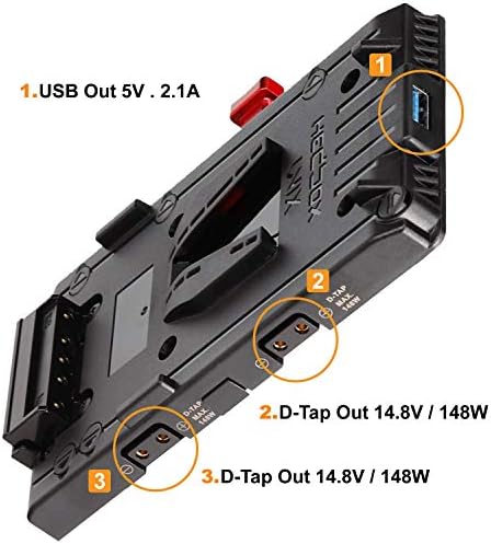 Hedbox UNIX-LPE6-לוח מתאם סוללה V-Mount, 3x D-Tap & USB, עבור מצלמות Canon EOS, כבל הפעלה-LP-E6 דיור