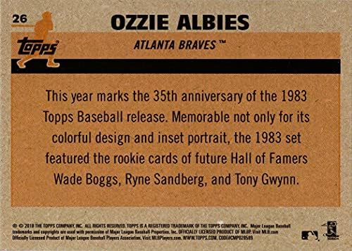 2018 Topps 1983 Chrome Silver Refractor 26 Ozzie Albies Baseball Trookie כרטיס